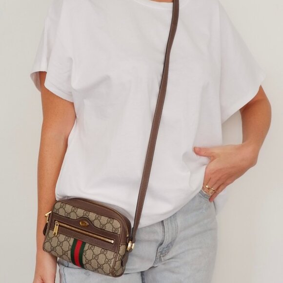 Authentic Preowned Gucci Brown GG Canvas Mini Ophidia Crossbody Bag - Picture 1 of 16